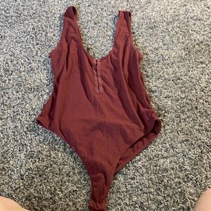 maroon body suit with open back | forever 21